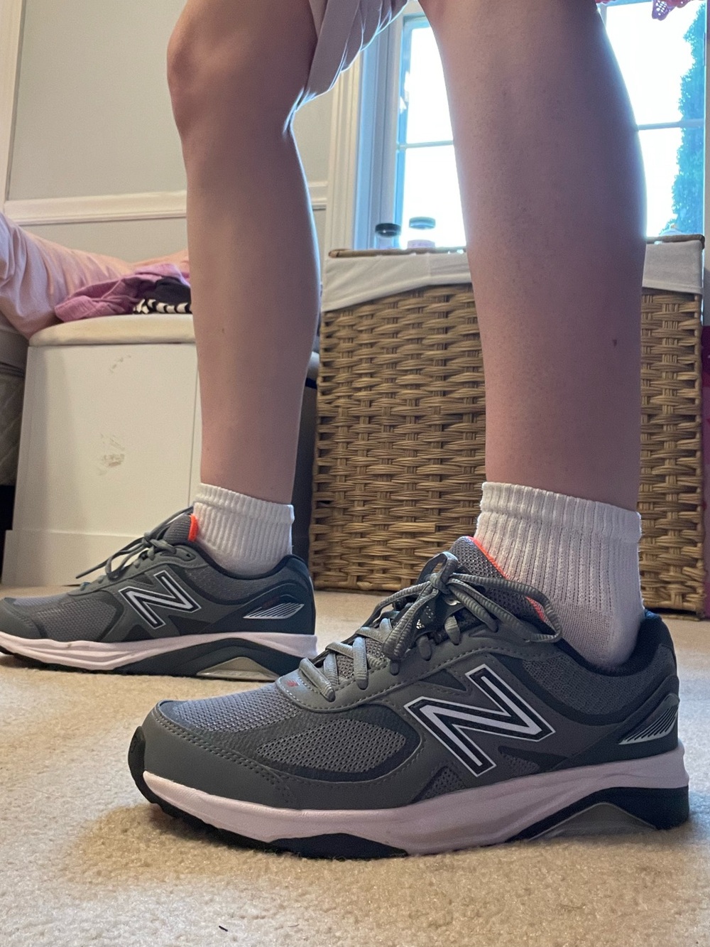 New Balance Gray and Coral Women's Athletic Sneakers
